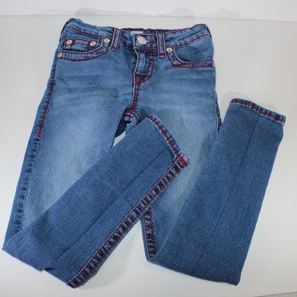 TRUE RELIGION Girls Kids Blue Skinny Jeans Size 8 - Picture 8 of 8
